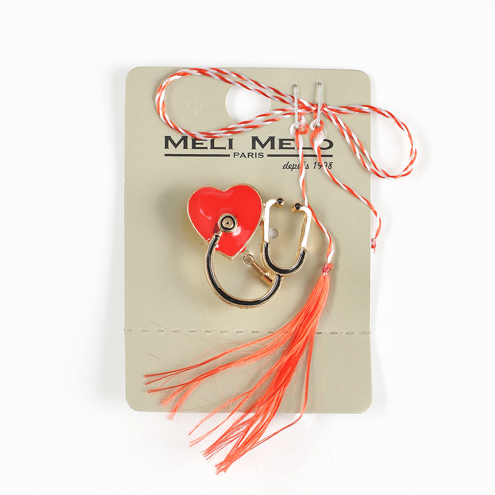 Brosa martisor stetoscop cu inima rosie - 1 | YEO