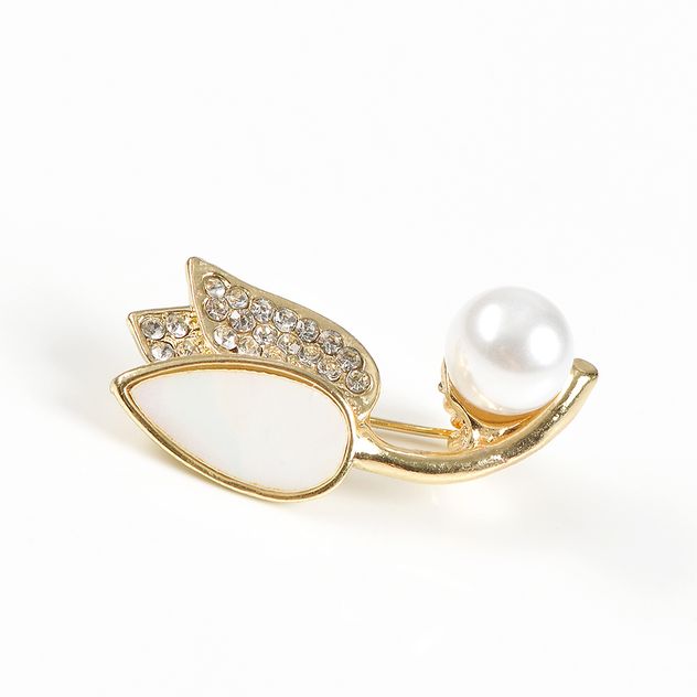 Brosa martisor lalea cu pietre albe