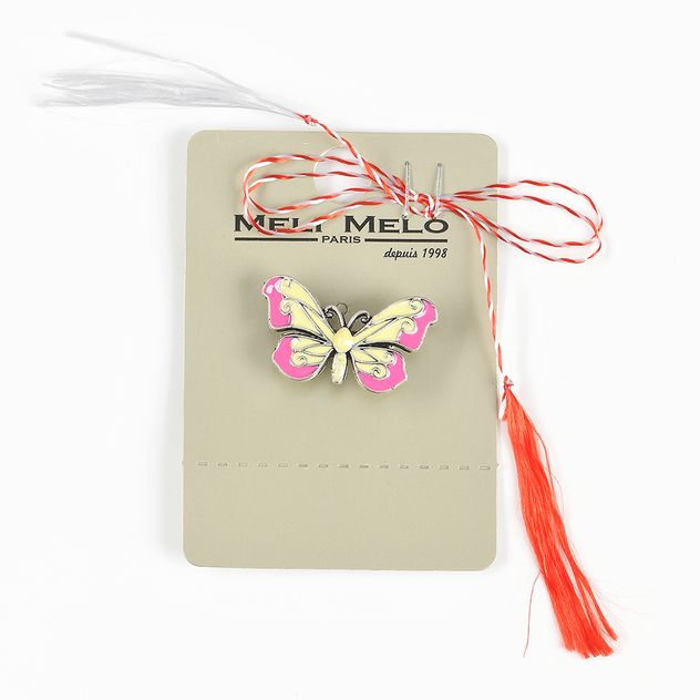 Brosa martisor fluture cu aripi roz