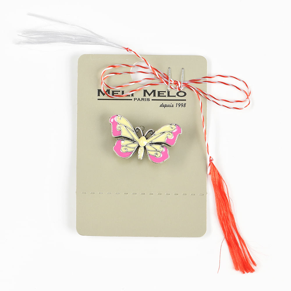 Brosa martisor fluture cu aripi roz - 1 | YEO