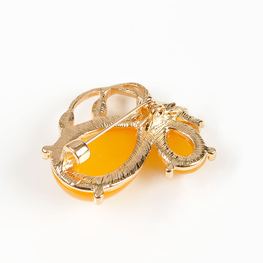 Brosa martisor fluture auriu cu aripi  galbene - 2 | YEO