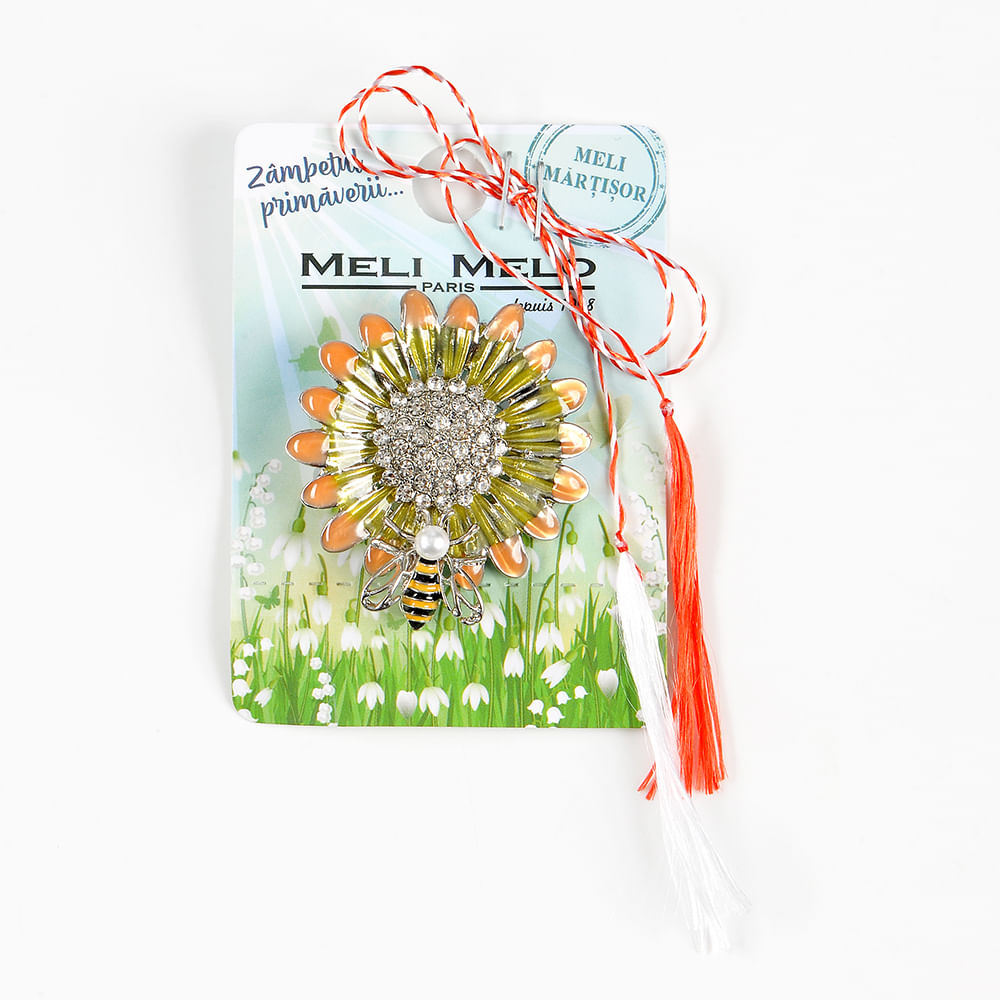 Brosa martisor floarea soarelui cu albina - 1 | YEO