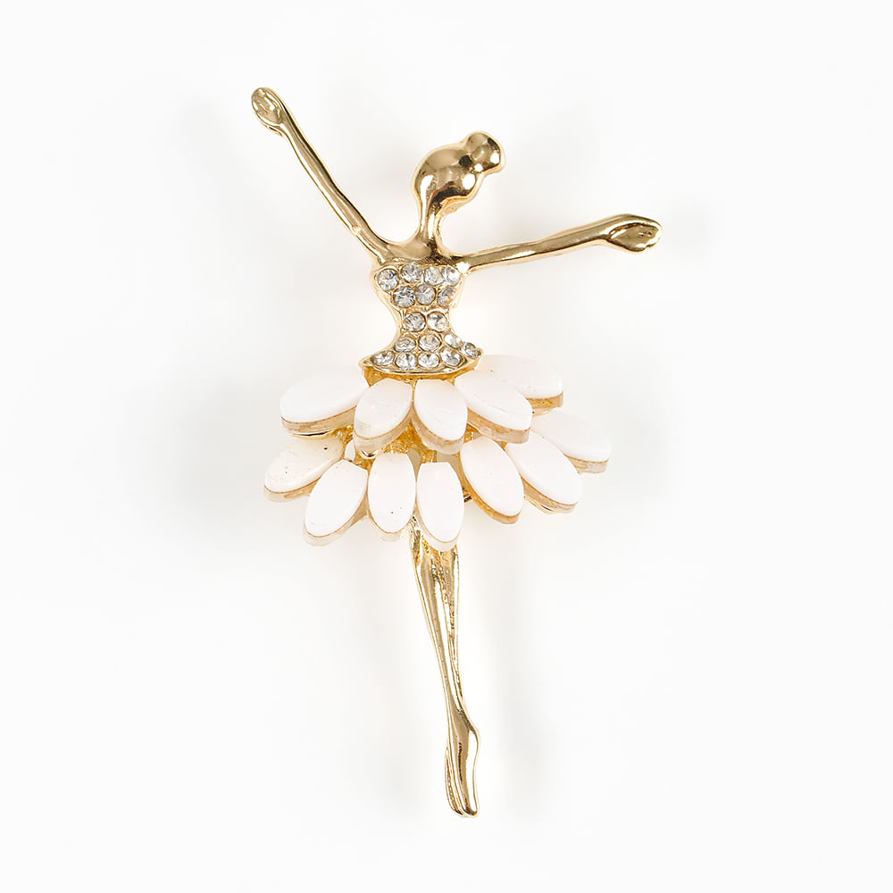 Brosa martisor balerina cu rochie alba