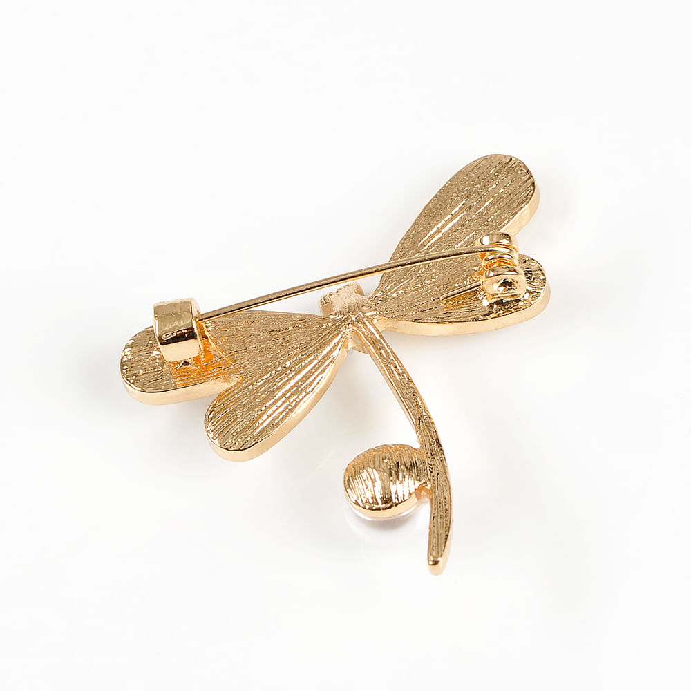 Brosa martisor libelula aurie cu aripi albe - 2 | YEO