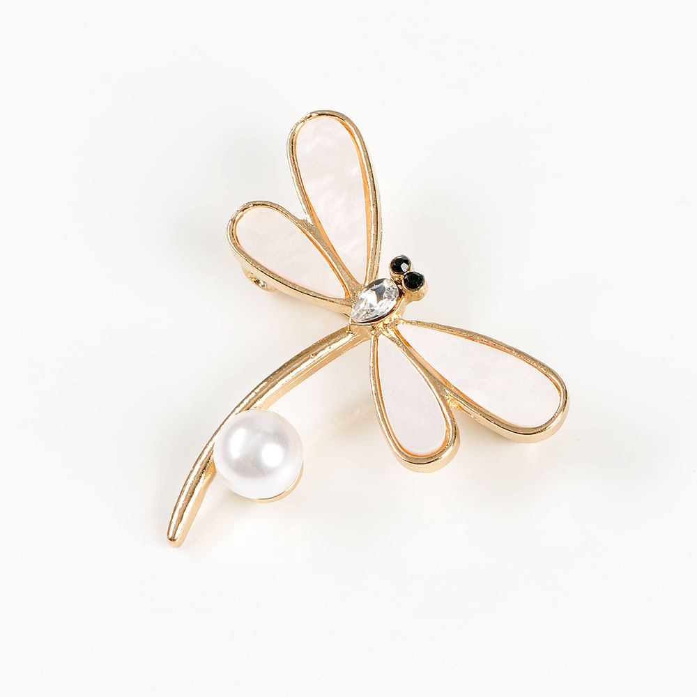 Brosa martisor libelula aurie cu aripi albe - 3 | YEO