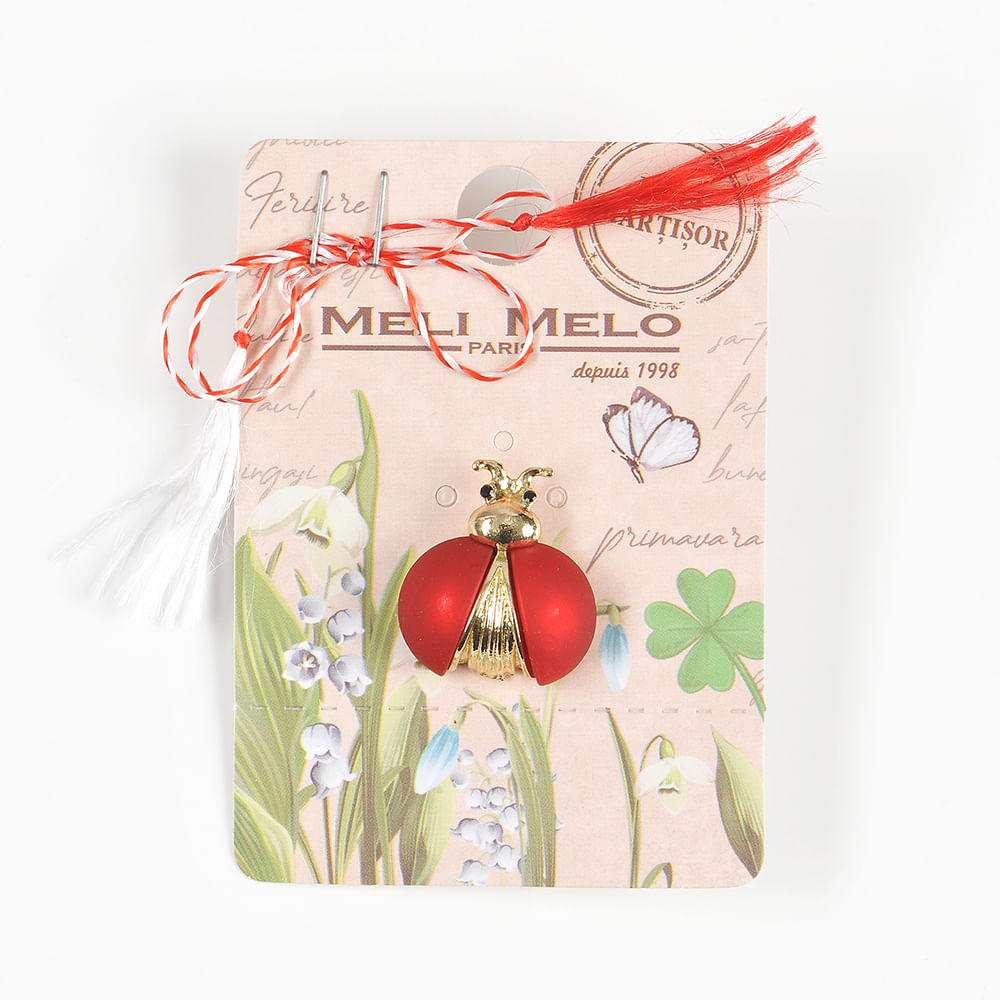 Brosa martisor insecta auriu cu rosu - 1 | YEO