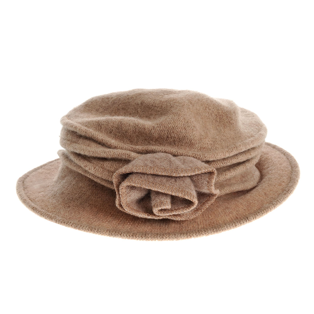 Palarie maro din lana cu floare - 3 | YEO