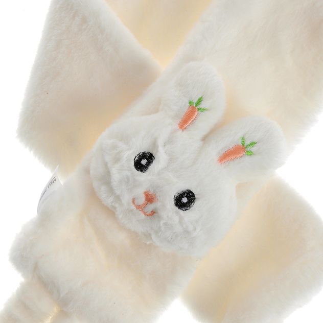 Fular pufos pentru copii cu iepuras alb