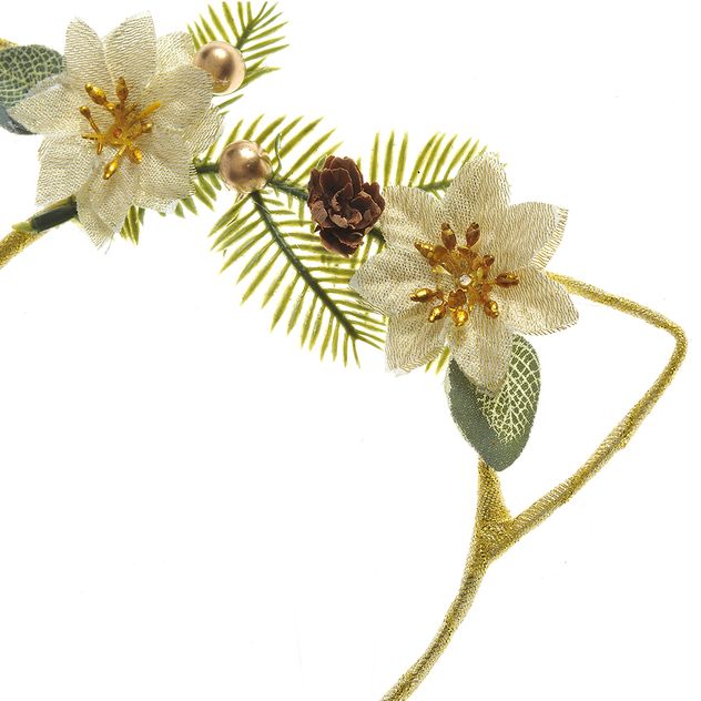 Bentita aurie cu urechi si flori decorative