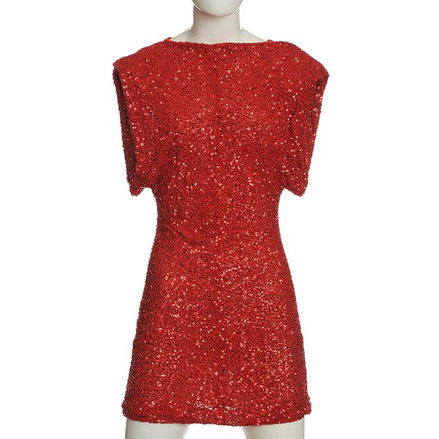 Rochie rosie cu paiete
