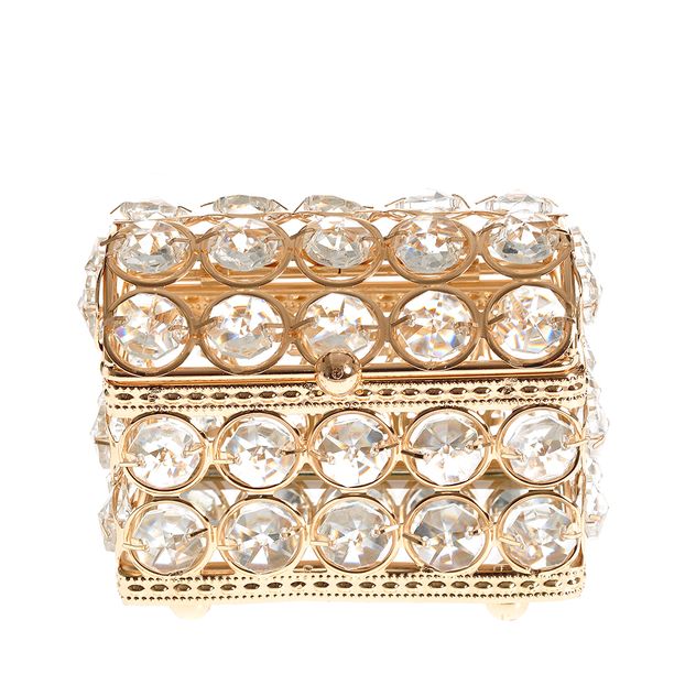 Cutie de depozitare aurie cu pietre 10 cm