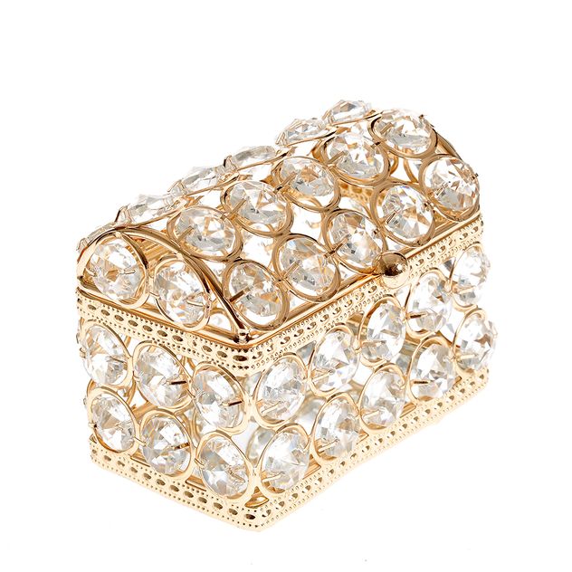 Cutie de depozitare aurie cu pietre 10 cm