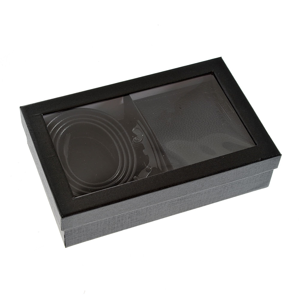 Set cadou pentru barbati cu portofel si curea neagra