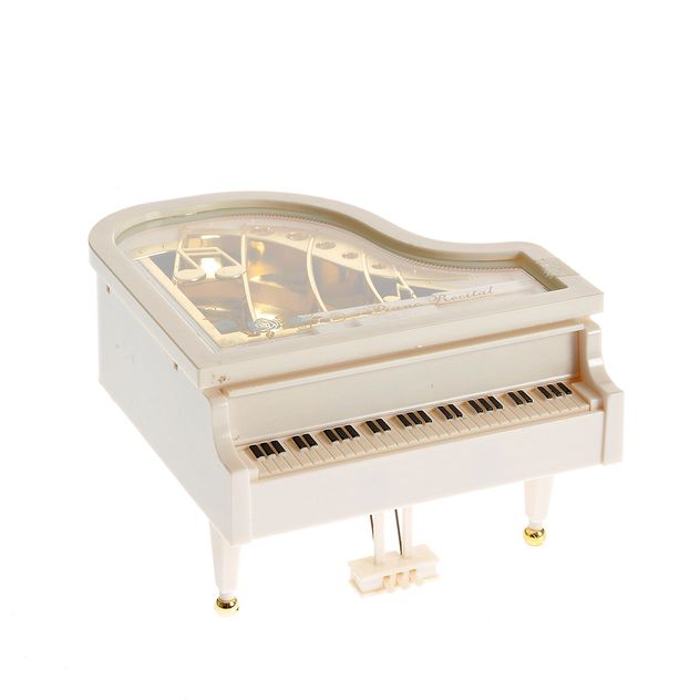 Pian decorativ tip cutie muzicala cu design elegant ivory 14 cm