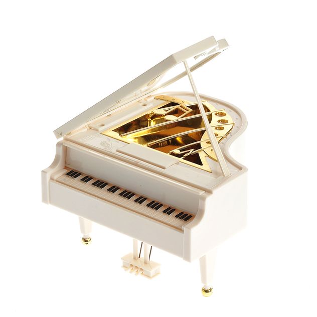 Pian decorativ tip cutie muzicala cu design elegant ivory 14 cm