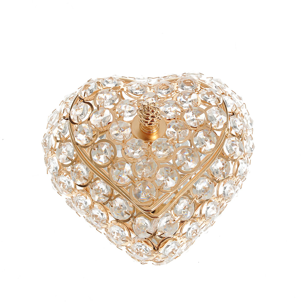 Decoratiune cutie aurie cu perle forma inima 17 cm - 2 | YEO