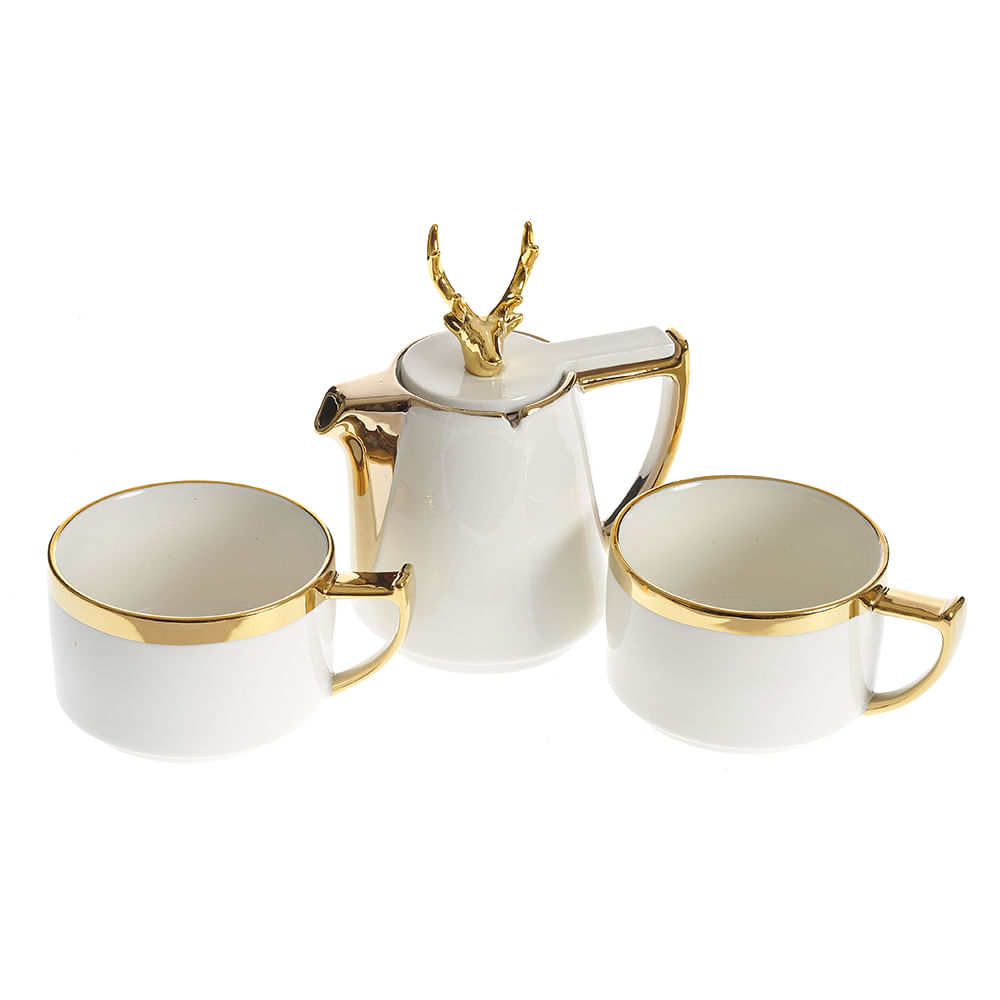 Set ceainic alb 420 ml cu doua cesti 220 ml - 1 | YEO