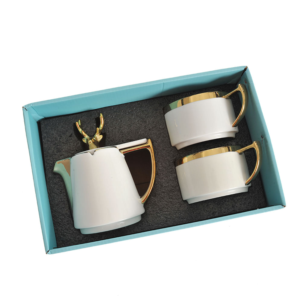 Set ceainic alb 420 ml cu doua cesti 220 ml - 2 | YEO
