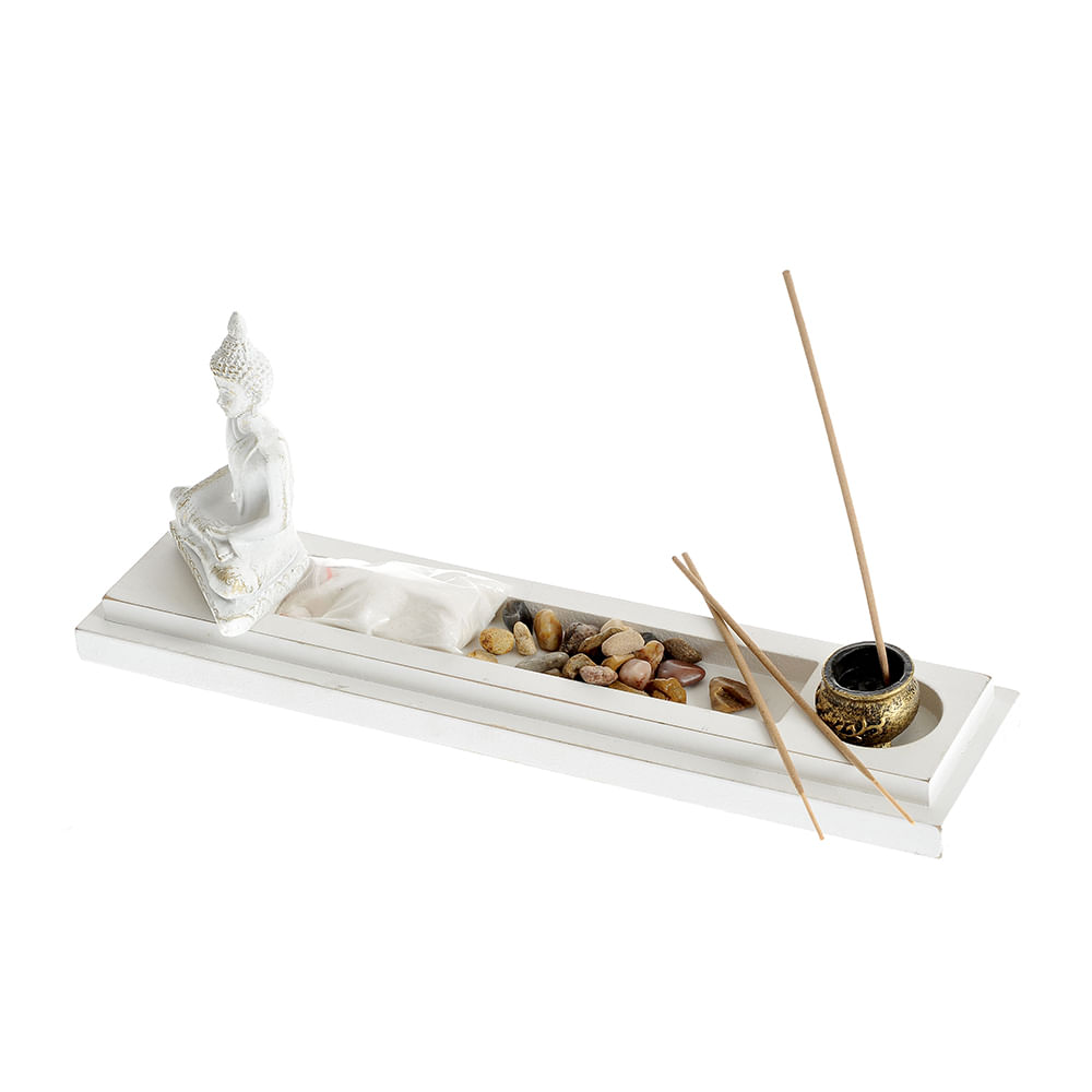 Suport alb pentru betisoare Buddha 12.5 cm - 3 | YEO