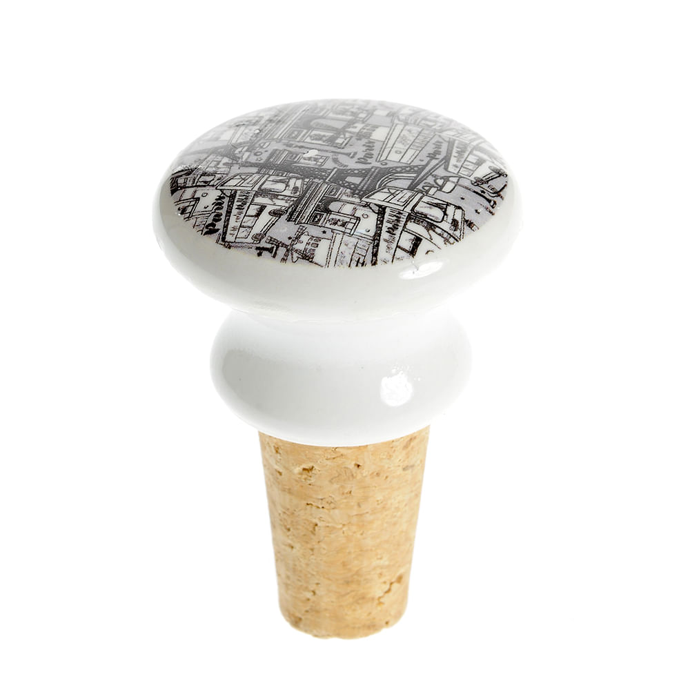 Dop sticla cu capac ceramic imprimat alb-negru