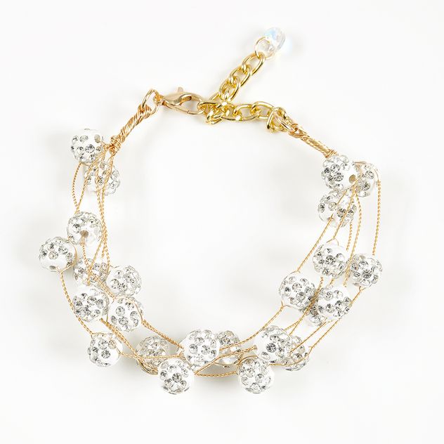 Bratara eleganta cu bile stralucitoare si fir auriu