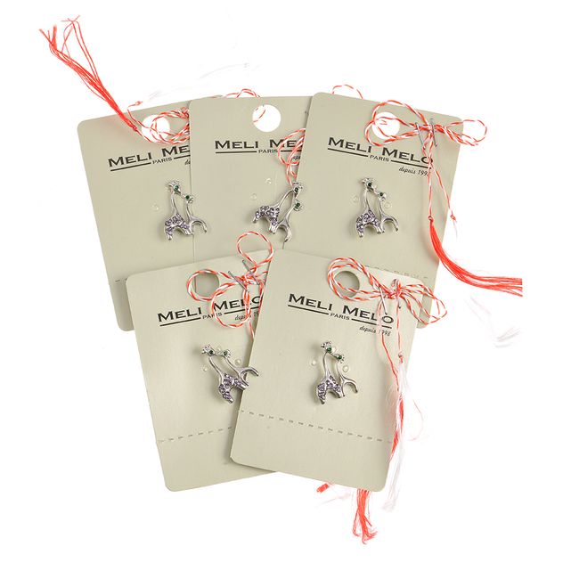 Set 5 brose martisor girafe argintii