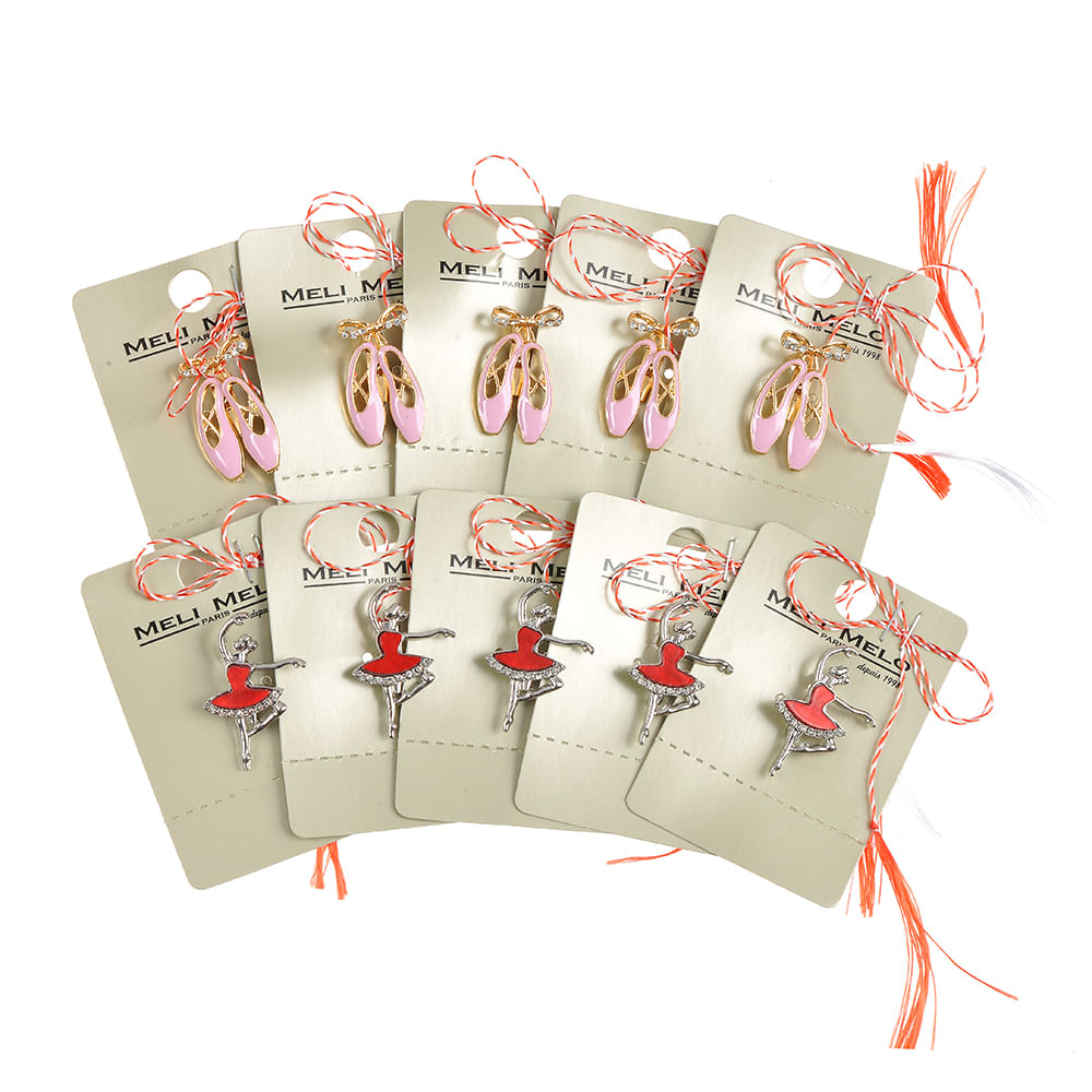 Set 10 brose martisor balerine cu pantofi roz - 1 | YEO