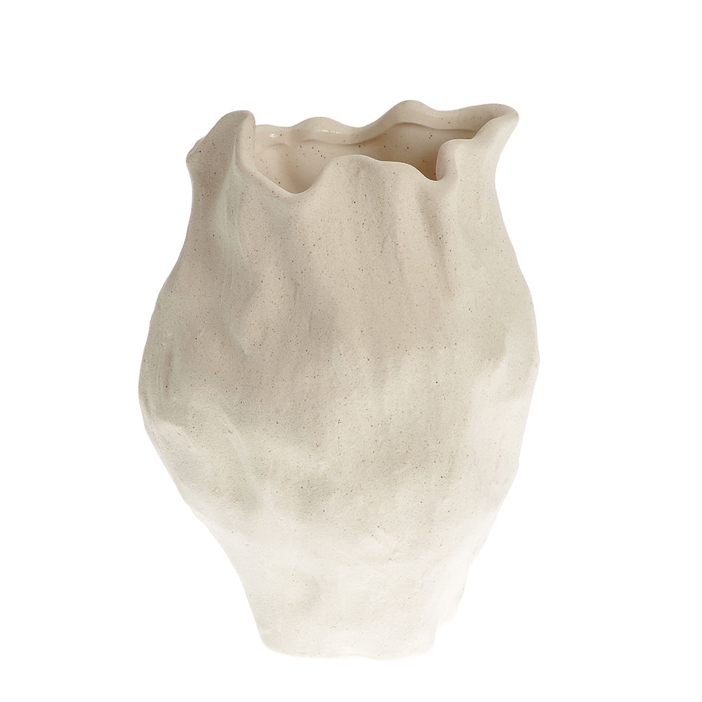 Vaza ceramica bej cu forme neregulate 18 cm