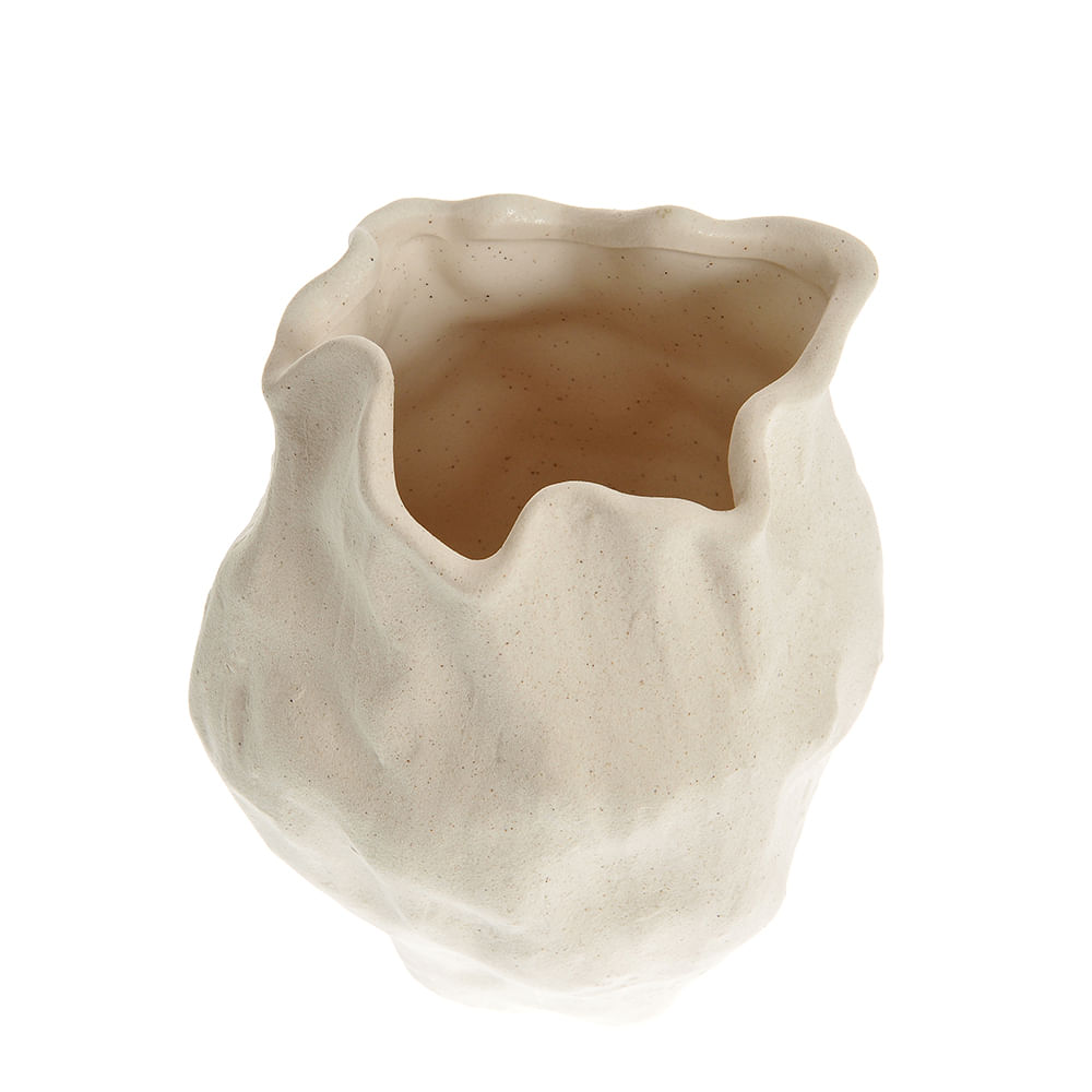 Vaza ceramica bej cu forme neregulate 18 cm - 1 | YEO
