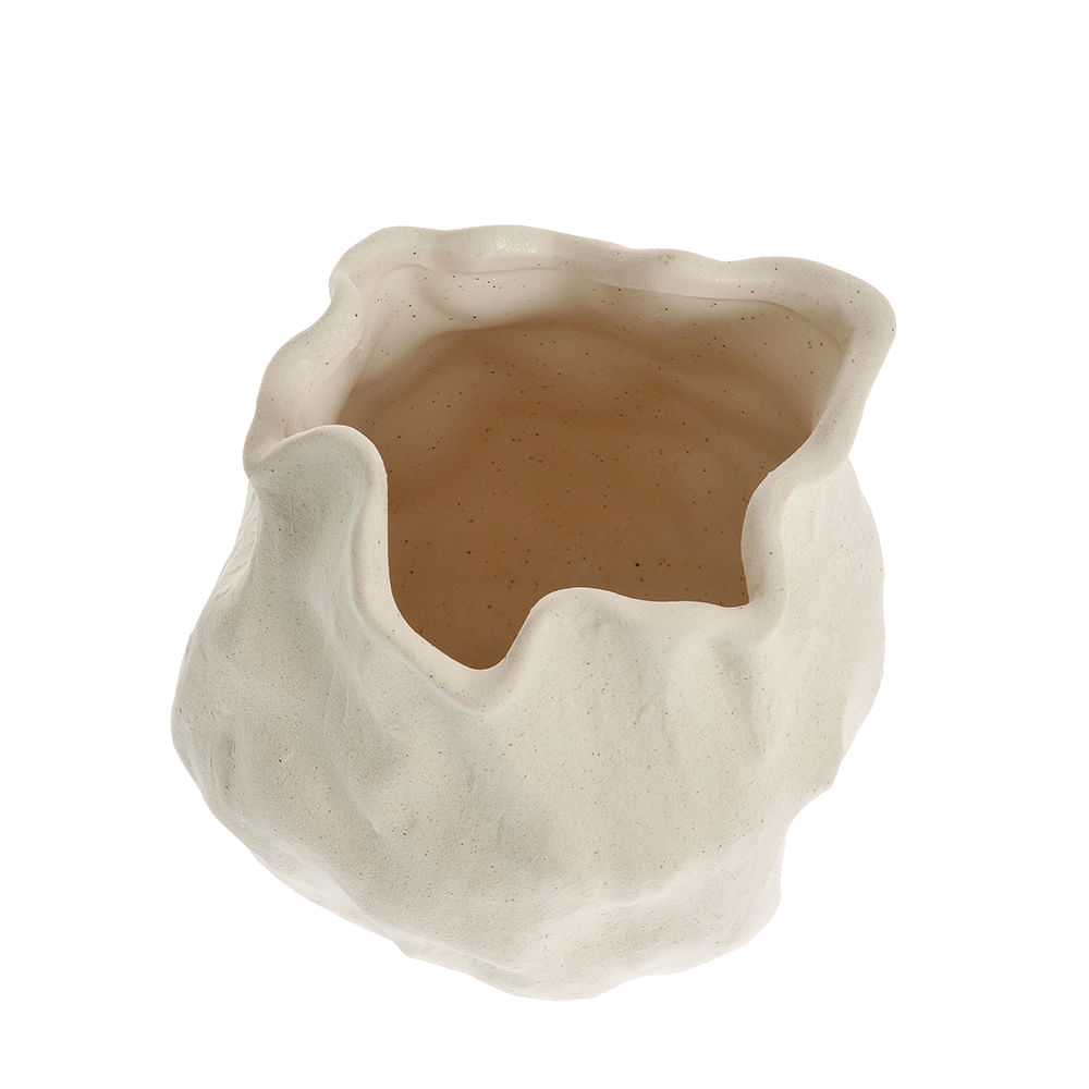 Vaza ceramica bej cu forme neregulate 18 cm - 2 | YEO