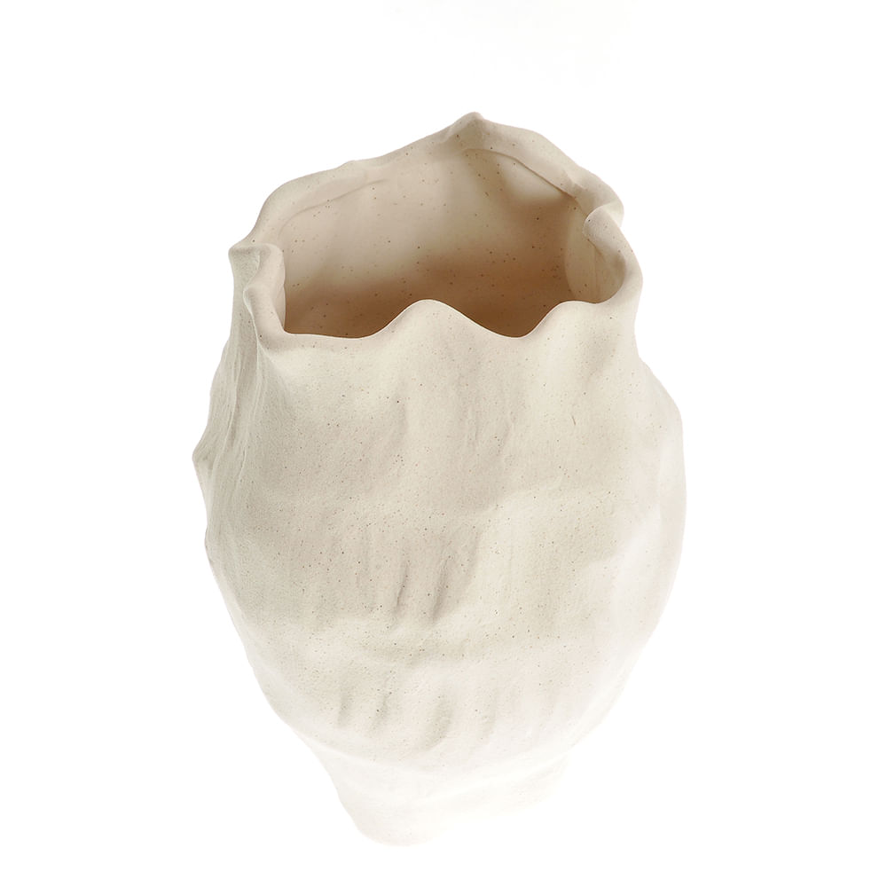 Vaza ceramica bej cu forme neregulate 18 cm - 3 | YEO