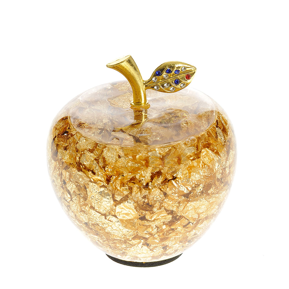 Decoratiune sticla mar auriu 15.5 cm