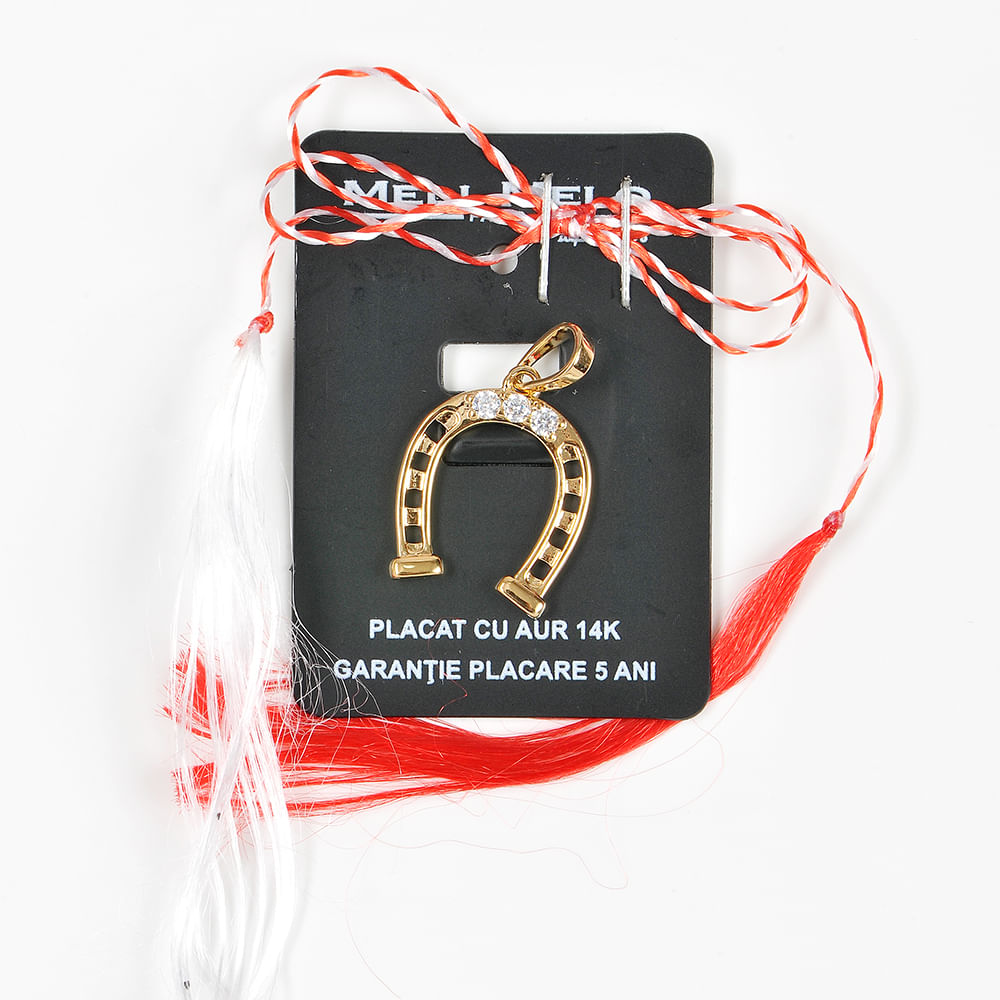Pandantiv placat cu aur potcoava cu pietre zirconice - 2 | YEO