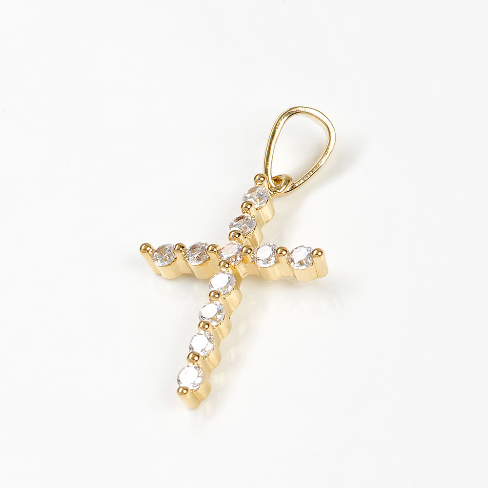 Pandantiv placat cu aur 14 k cruce cu pietre zirconice - 1 | YEO