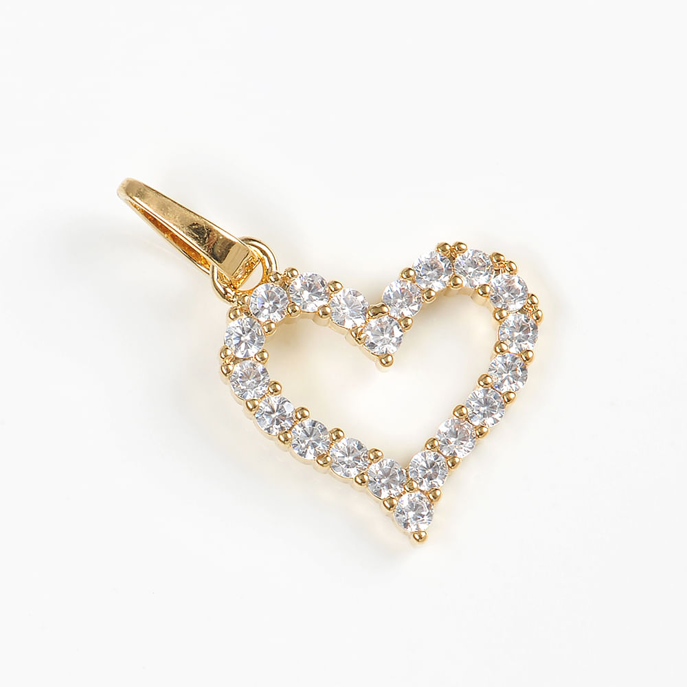 Pandantiv placat cu aur 14 k si pietre zirconice inima - 2 | YEO
