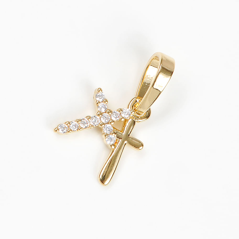 Pandantiv placat cu aur 14 k doua cruciulite - 1 | YEO
