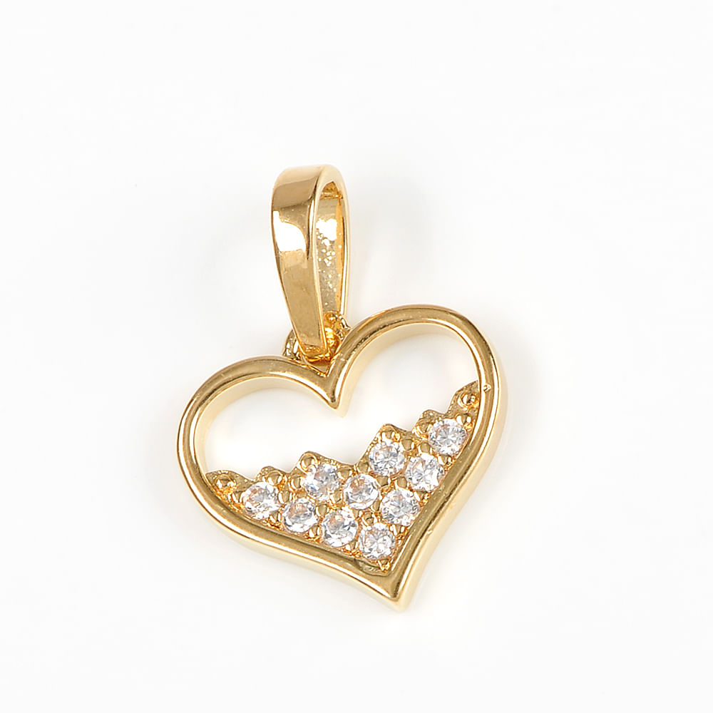 Panadantiv placat cu aur 14 k inima cu pietre zirconice albe - 2 | YEO
