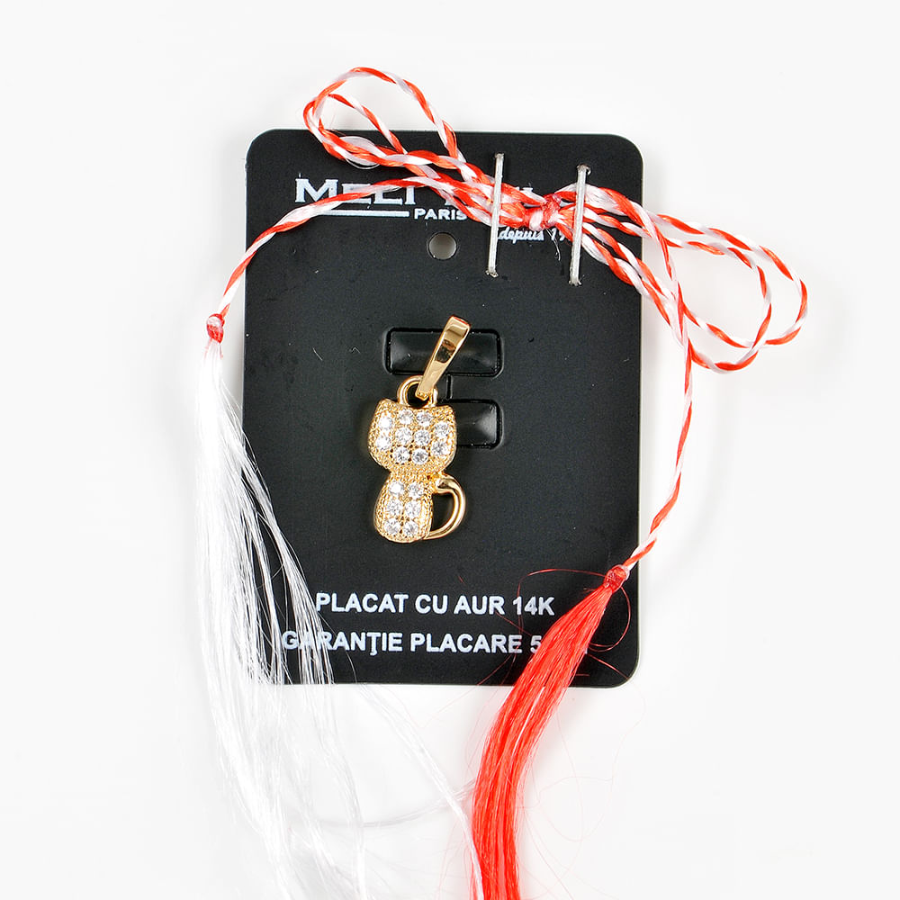 Pandantiv pisica placat cu aur 14 k - 2 | YEO