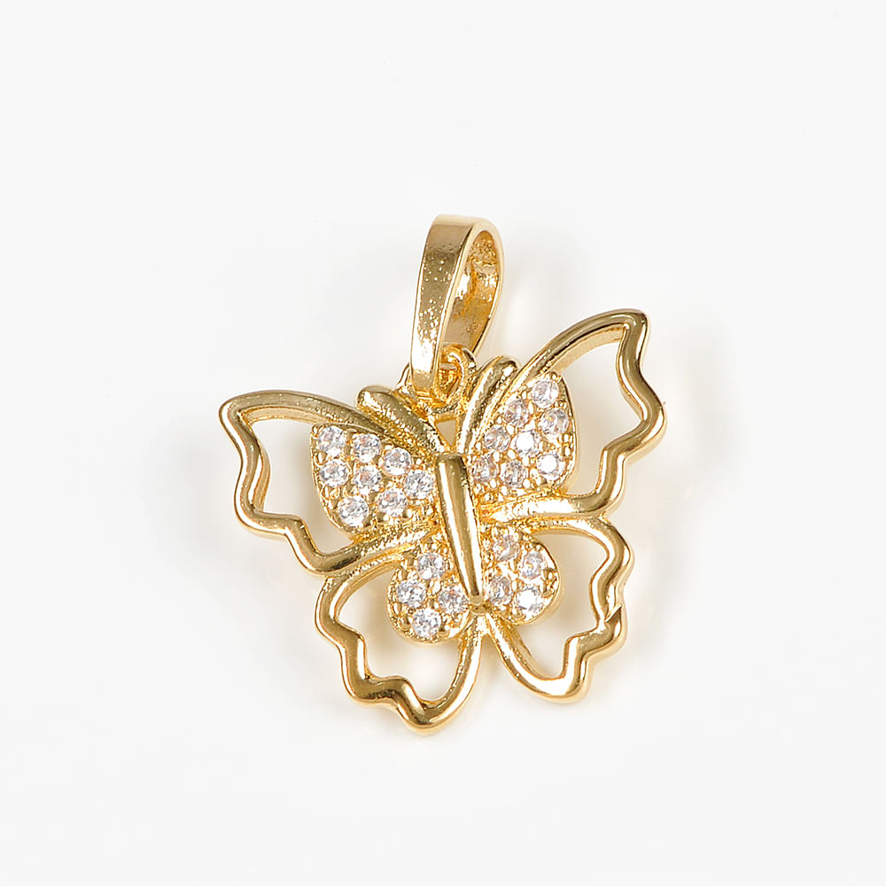 Pandantiv fluture cu pietre placat cu aur 14 k