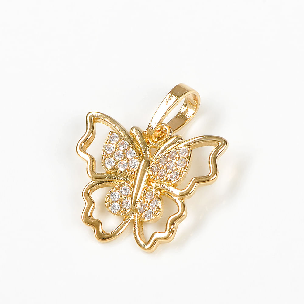 Pandantiv fluture cu pietre placat cu aur 14 k - 1 | YEO
