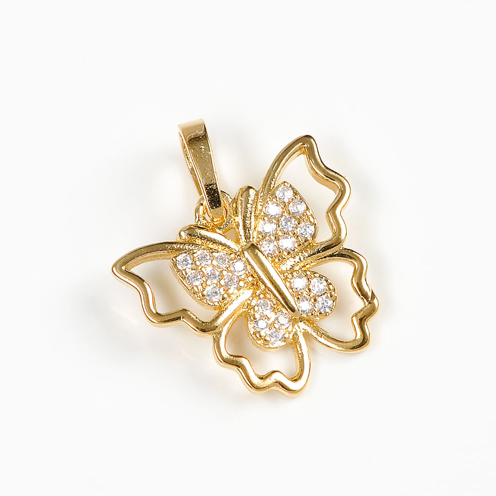 Pandantiv fluture cu pietre placat cu aur 14 k - 2 | YEO