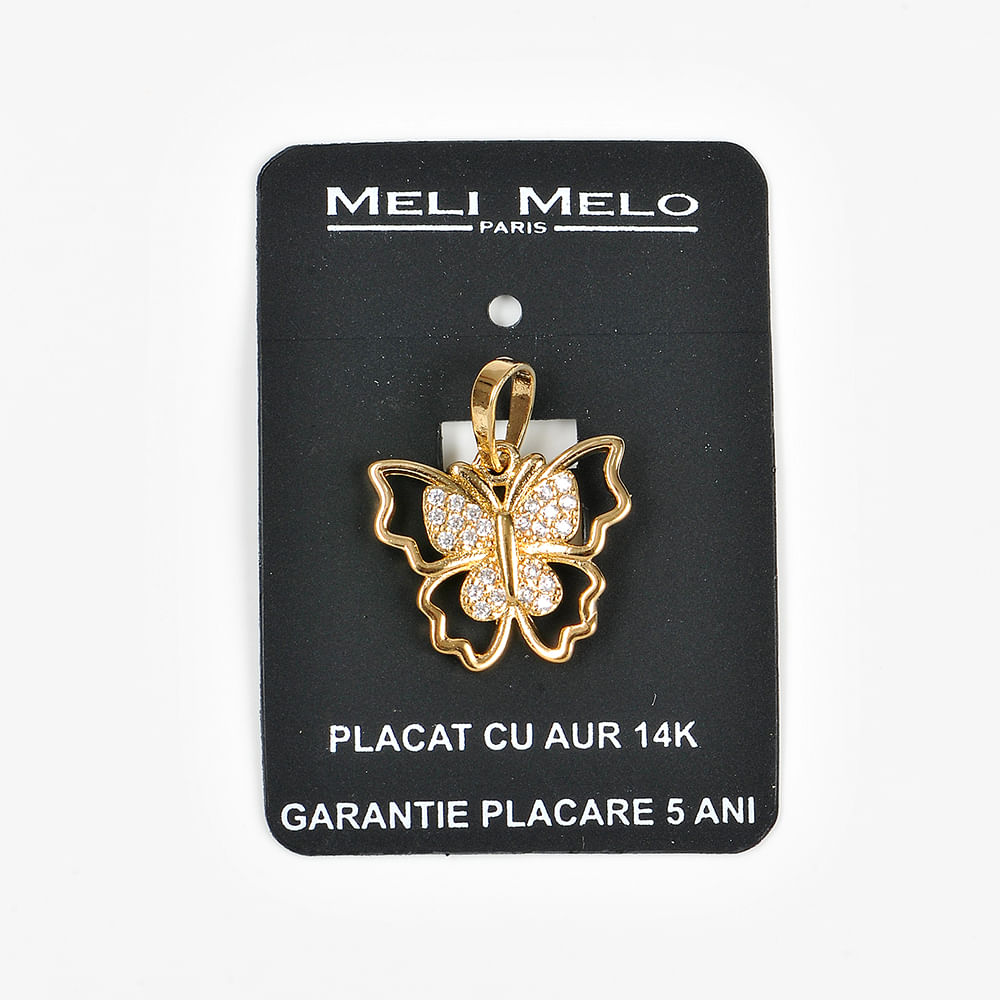 Pandantiv fluture cu pietre placat cu aur 14 k - 3 | YEO