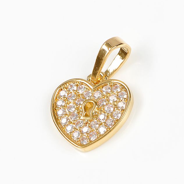 Pandantiv placat cu aur 14 k inima cu pietre zirconice