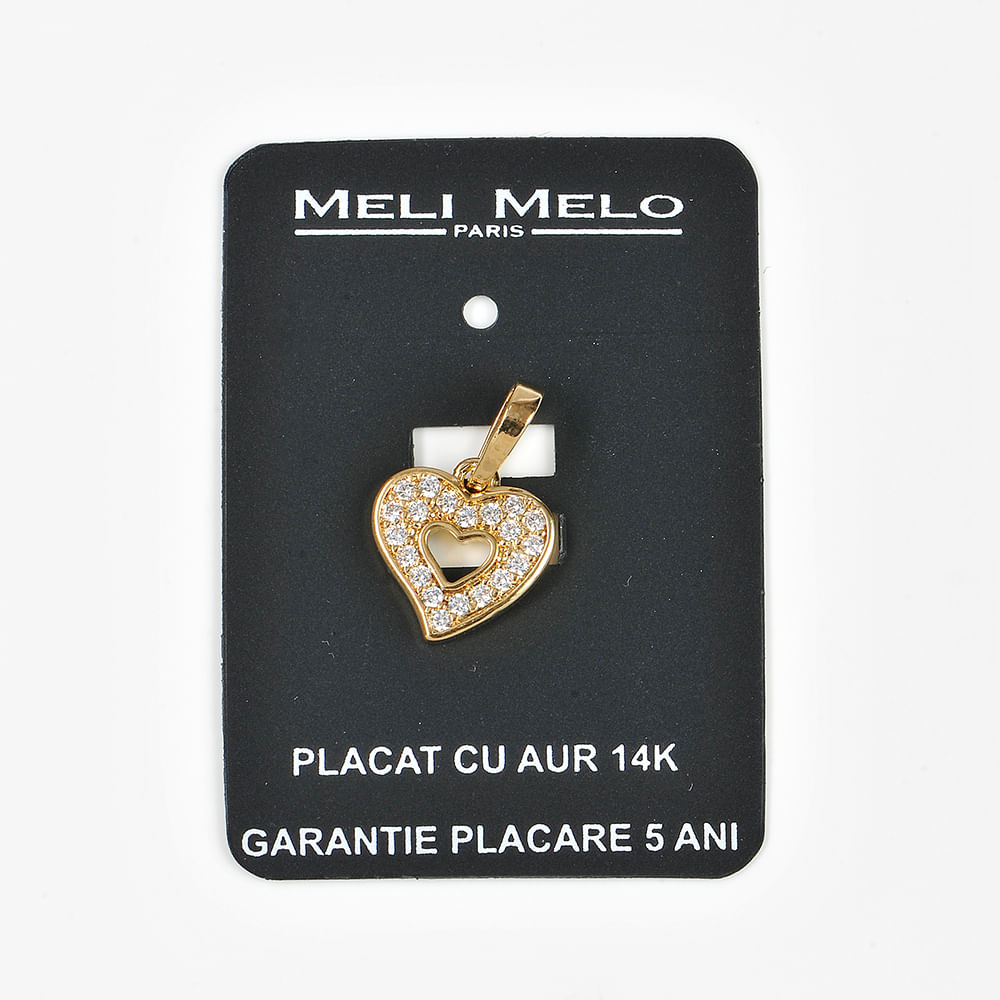 Pandantiv placat cu aur 14 k inima cu pietre zirconice - 2 | YEO