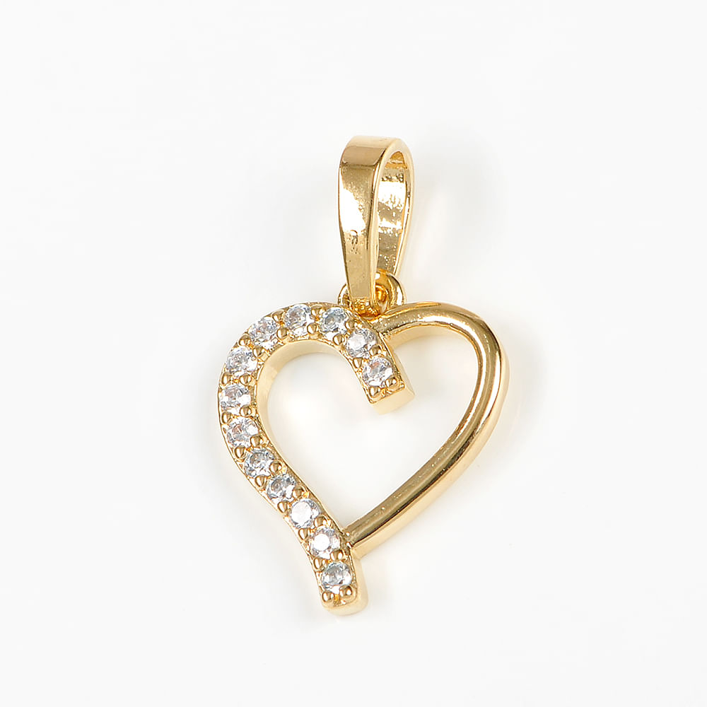 Pandantiv placat cu aur 14 k inima cu pietre zirconice