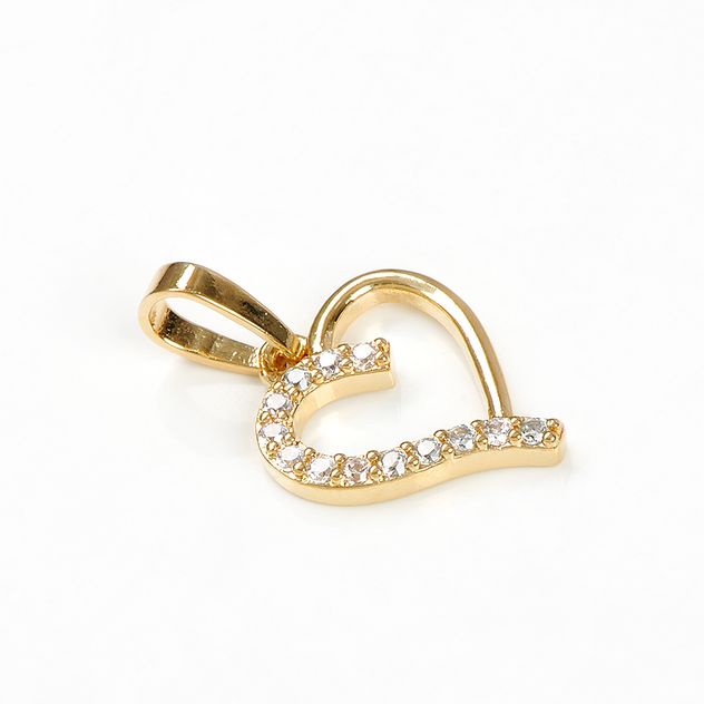 Pandantiv placat cu aur 14 k inima cu pietre zirconice