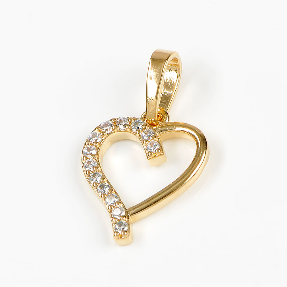 Pandantiv placat cu aur 14 k inima cu pietre zirconice - 2 | YEO