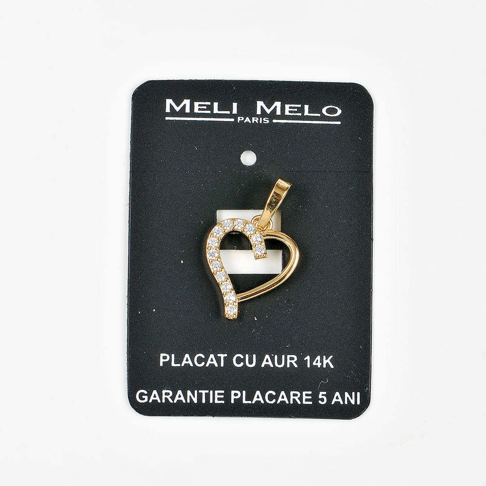 Pandantiv placat cu aur 14 k inima cu pietre zirconice - 3 | YEO