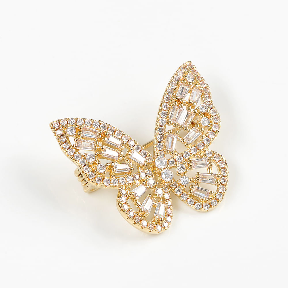 Brosa placata cu aur fluture cu pietre - 1 | YEO