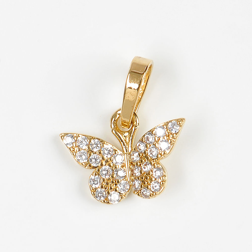 Pandantiv fluture cu pietre placat cu aur 14 k